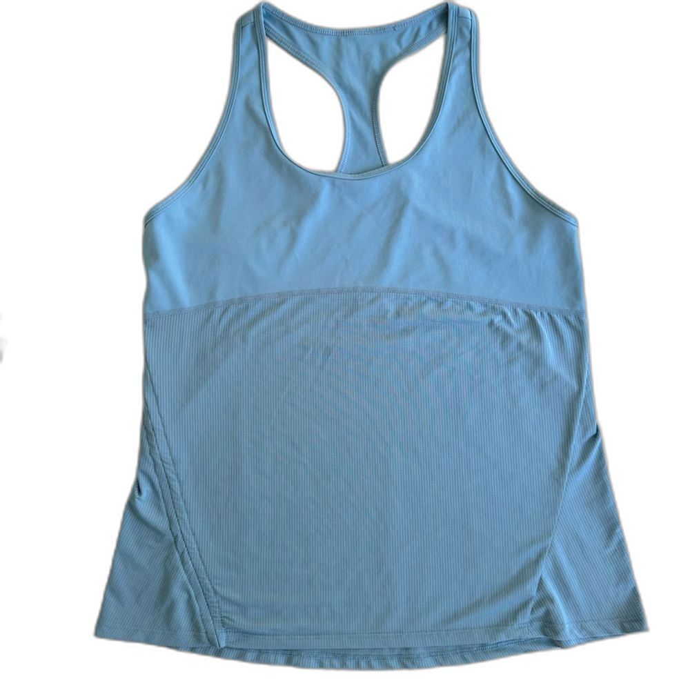 FABLETICS Blue Ribbed Gathered Side Racerback Tank